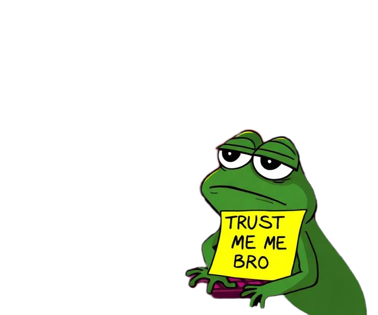 Crashed chart and trust me bro frog